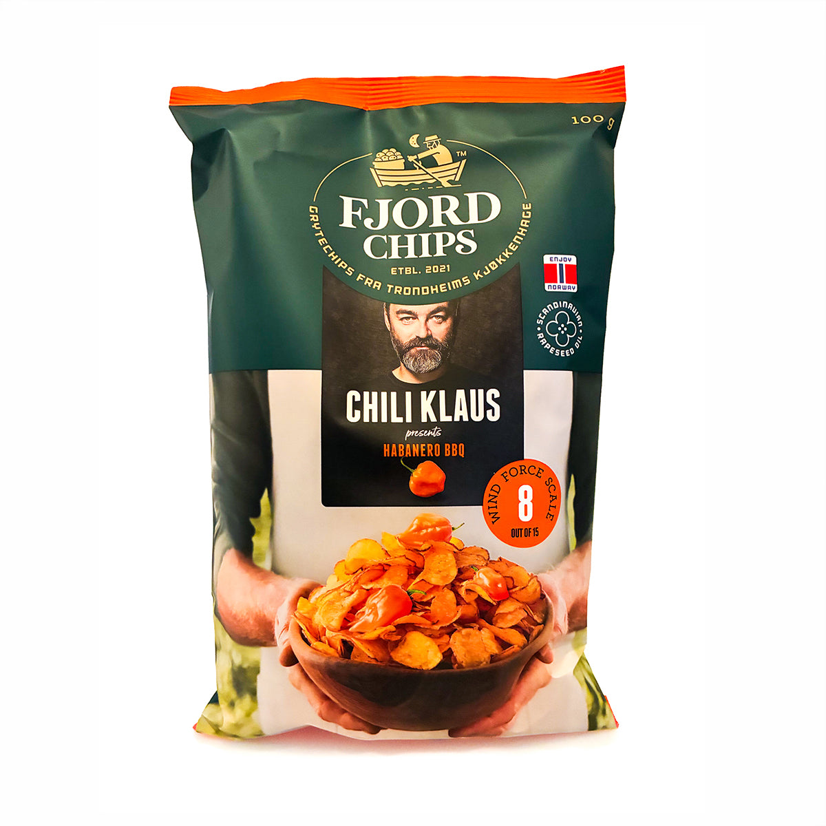 Chili Klaus x FjordChips Habanero BBQ Chips 100 g pose